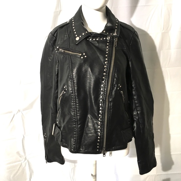 FREE PEOPLE FAUX LEATHER BIKER JACKET SIZE M NWT - Picture 2 of 8